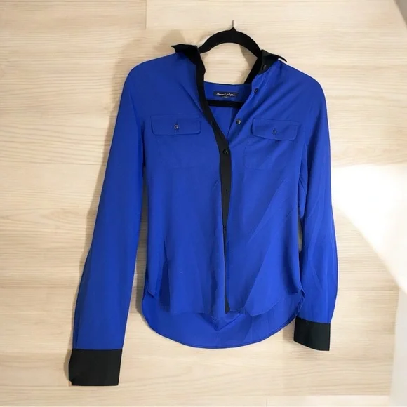 American Eagle Outfitters Blue and Black Women's Top - Picture 3 of 6